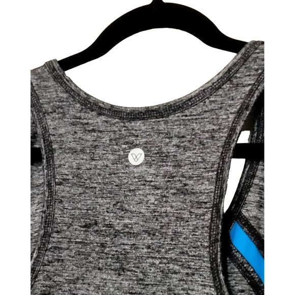 Livi Active Heather Gray & Blue Detail Zip Neckline Athletic Tank Top Size 26/28 - Picture 7 of 8